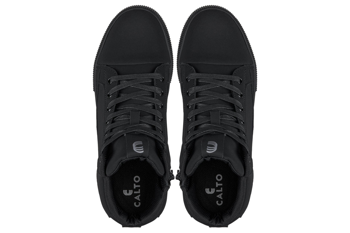 CALTO - S3421 - 2.4 Inches Taller (Black) - Cap Toe High Top Zip-Up Sneaker Boots - Triathlete Store