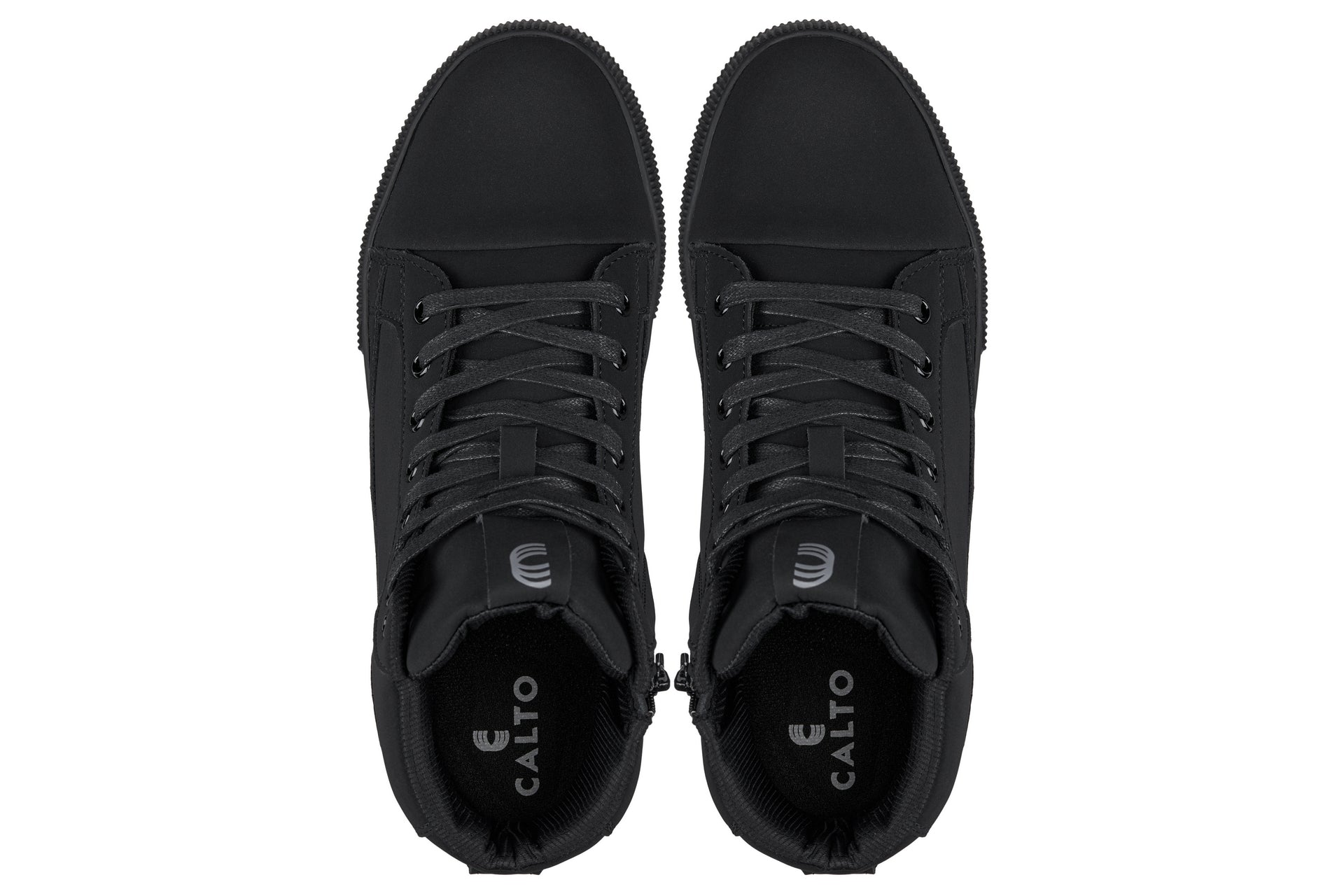CALTO - S3421 - 2.4 Inches Taller (Black) - Cap Toe High Top Zip-Up Sneaker Boots - Triathlete Store