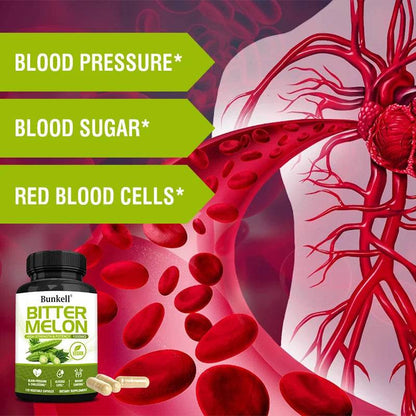 Bitter Melon Extract, Supports Blood Pressure, Weight Management, Balanced Blood Sugar Health & Circulation, 120 Capsules