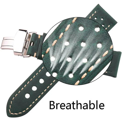 Suunto Race, Vertical & 9 Peak Perforated Leather Band, Folding Clasp
