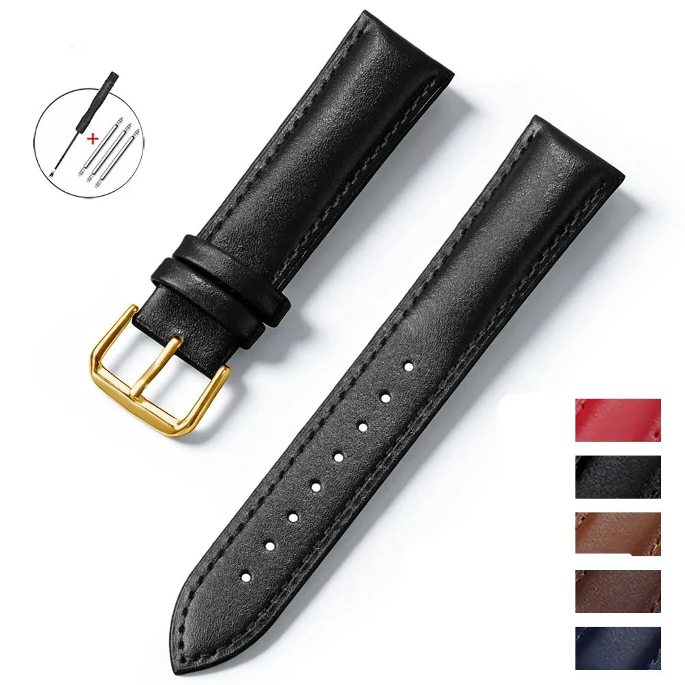 Samsung Galaxy Watch 7, 6, 5, 4 & FE Slim Calfskin Band, Spring Bars & Tool