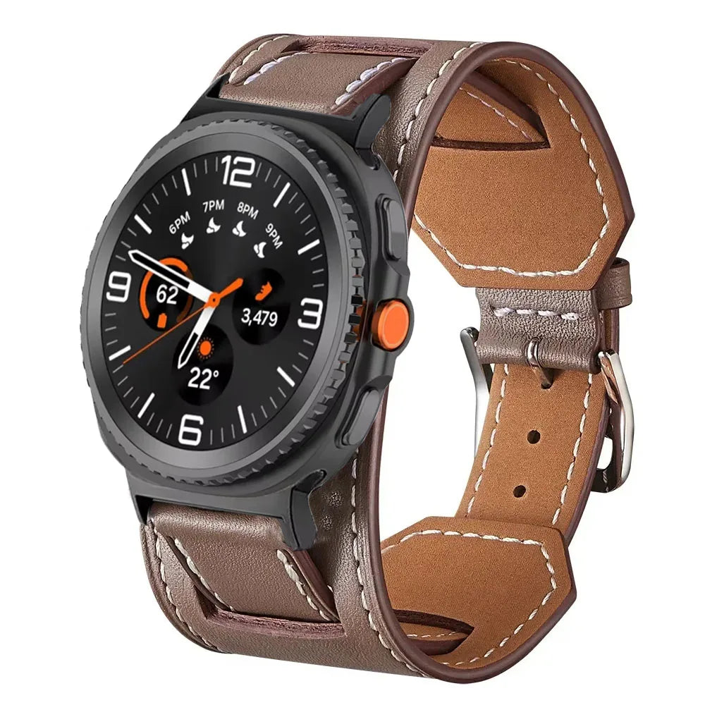 Samsung Galaxy Watch8, 9 & Ultra Leather Cuff Band