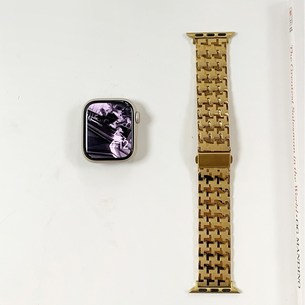 Women Gold Wristband for Apple Watch Band Series 11/10/9/8/7/6/5/4/ SE / Ultra 1/2/3