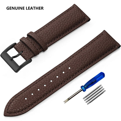 Samsung Galaxy Watch 7, 6, 5, 4 & FE Grained Leather Band, Spring Bars & Tool