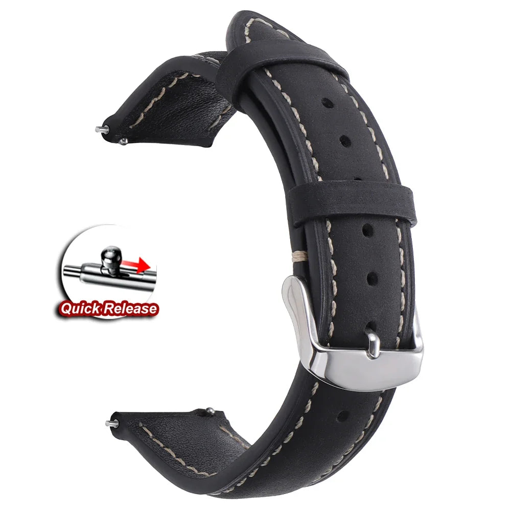 Samsung Galaxy Watch 7, 6, 5, 4 & FE Vintage Stitched Leather Band