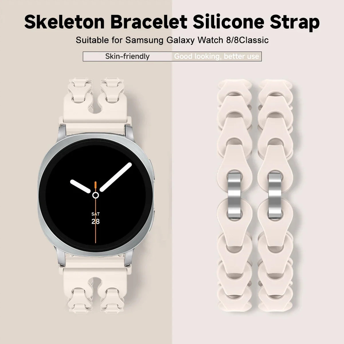 Samsung Galaxy Watch8, 9 & Ultra Silicone Chain Link Band