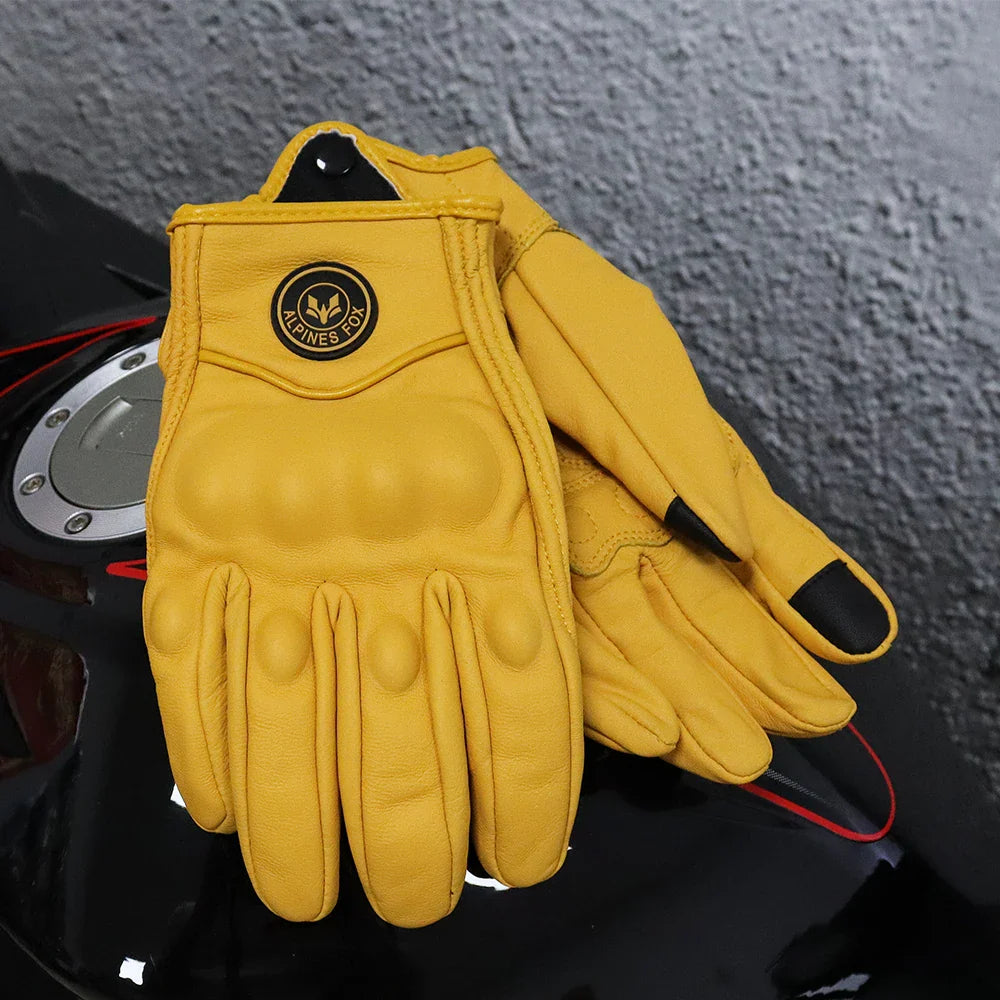 Vintage Real Leather Breathable Touch Screen Gloves