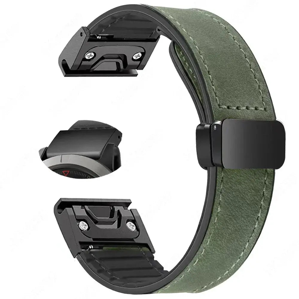 Garmin QuickFit 20/22/26mm Leather-Look Band with Magnetic Clasp