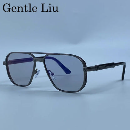 Square Punk Metal Frame Sunglasses Men 2026 Luxury Designer Vintage Steampunk Double Bridge Hip Hop Sun Glasses Outdoor Shades