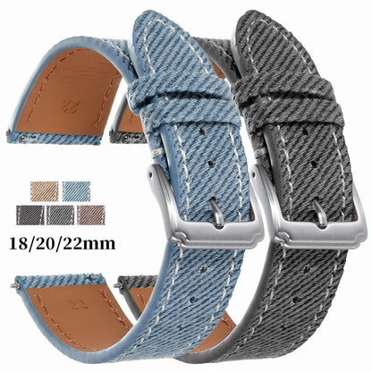 Samsung Galaxy Watch 7, 6, 5, 4 & FE Denim Band with Leather Lining