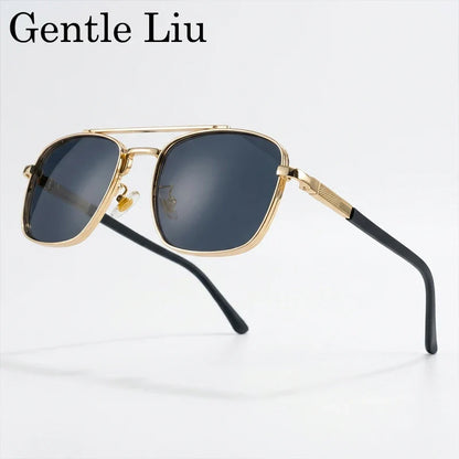 2026 Luxury Square Sunglasses Men Retro Double Bridge Metal Frame Driving Eyewear Vintage Sun Glasses For Male Outdoor Shades