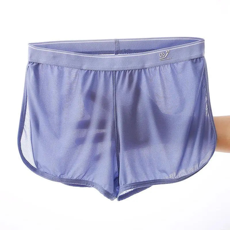 WJ Sexy Sleep Bottoms Men Arrow Shorts Ice Silk Mesh Breathable Underwear Boxers Shorts