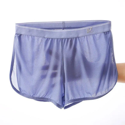 WJ Sexy Sleep Bottoms Men Arrow Shorts Ice Silk Mesh Breathable Underwear Boxers Shorts