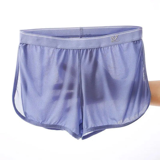 WJ Sexy Sleep Bottoms Men Arrow Shorts Ice Silk Mesh Breathable Underwear Boxers Shorts