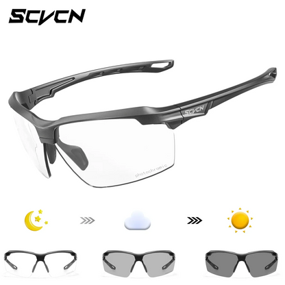 SCVCN Photochromic Bike Glasses UV400 Men Women Cycling Sunglasses MTB Mountain Outdoor Sports Eyewear Driving Fishing Camping