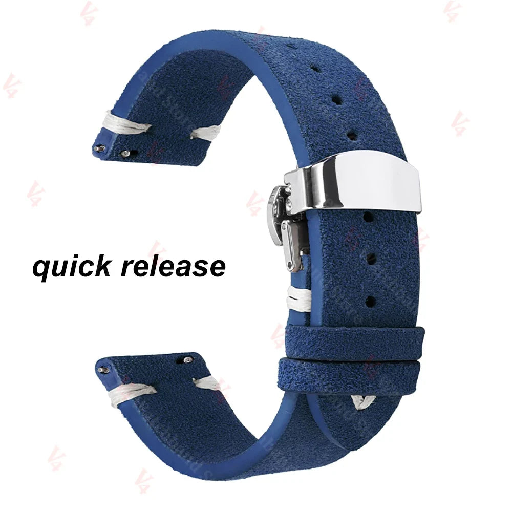 Samsung Galaxy Watch 7, 6, 5, 4 & FE Stitched Suede Band with Butterfly Clasp