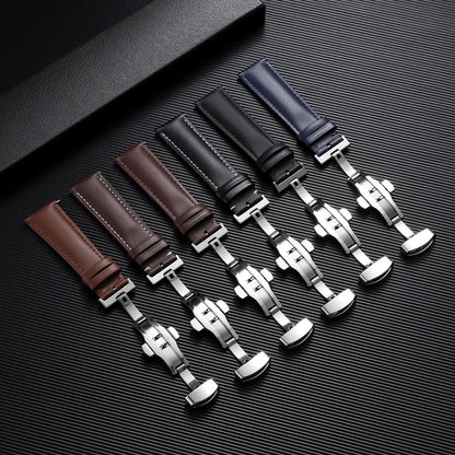 Samsung Galaxy Watch 7, 6, 5, 4 & FE Leather Band with Butterfly Clasp