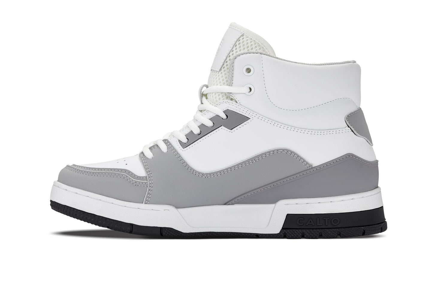 CALTO - S4751 - 3 Inches Taller (White/Grey) - High Top Sneakers - Triathlete Store