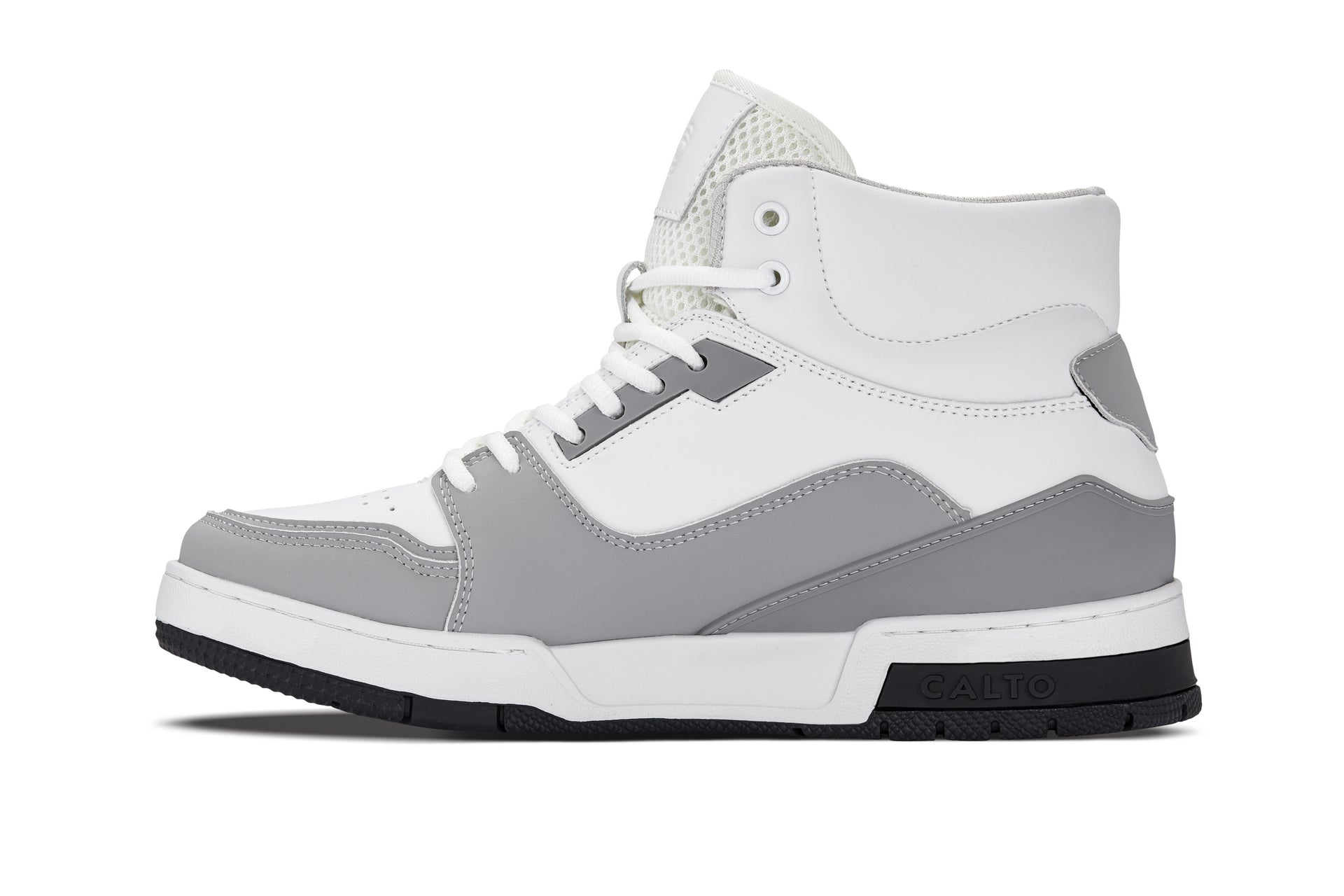 CALTO - S4751 - 3 Inches Taller (White/Grey) - High Top Sneakers - Triathlete Store