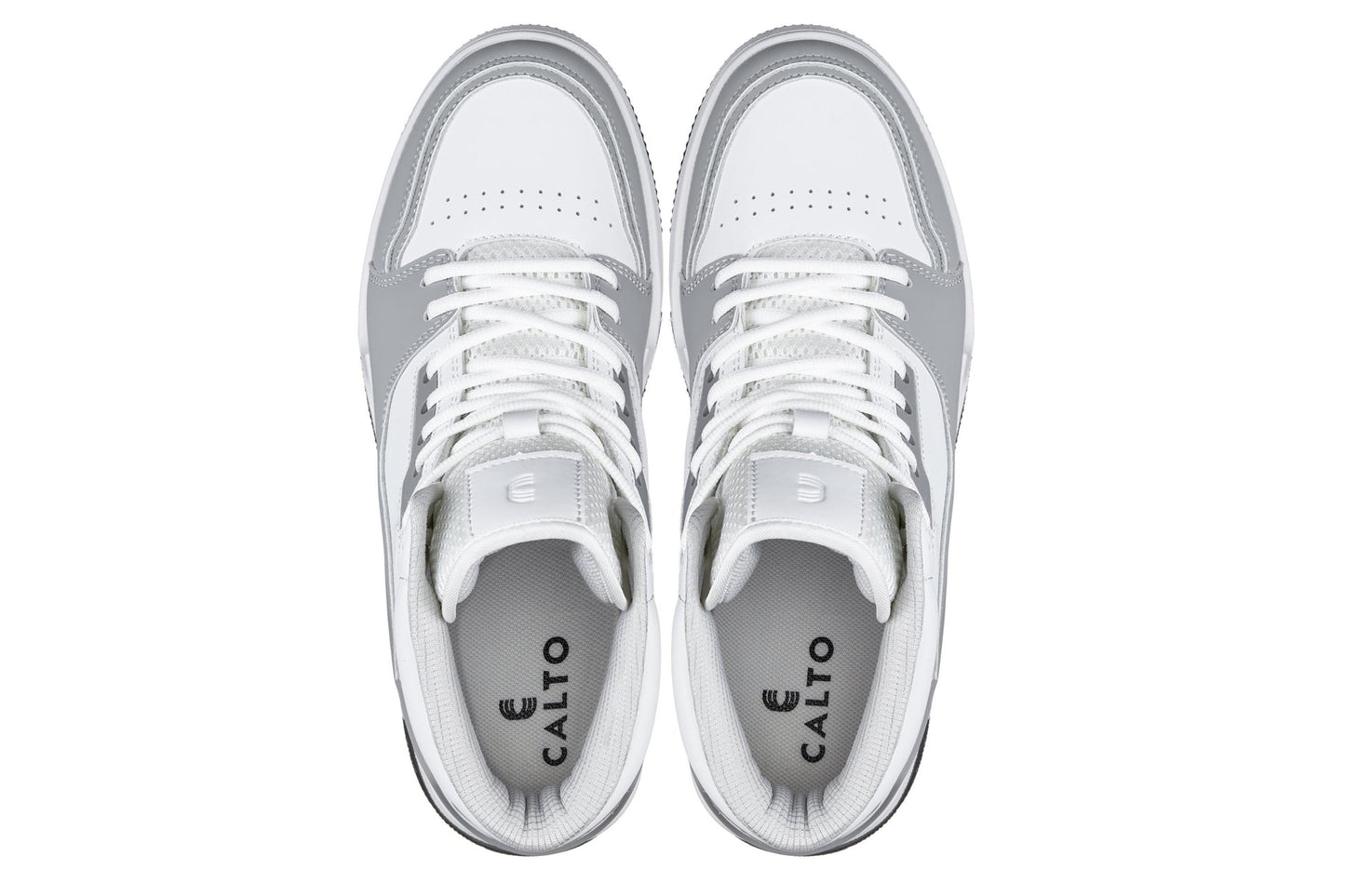 CALTO - S4751 - 3 Inches Taller (White/Grey) - High Top Sneakers - Triathlete Store