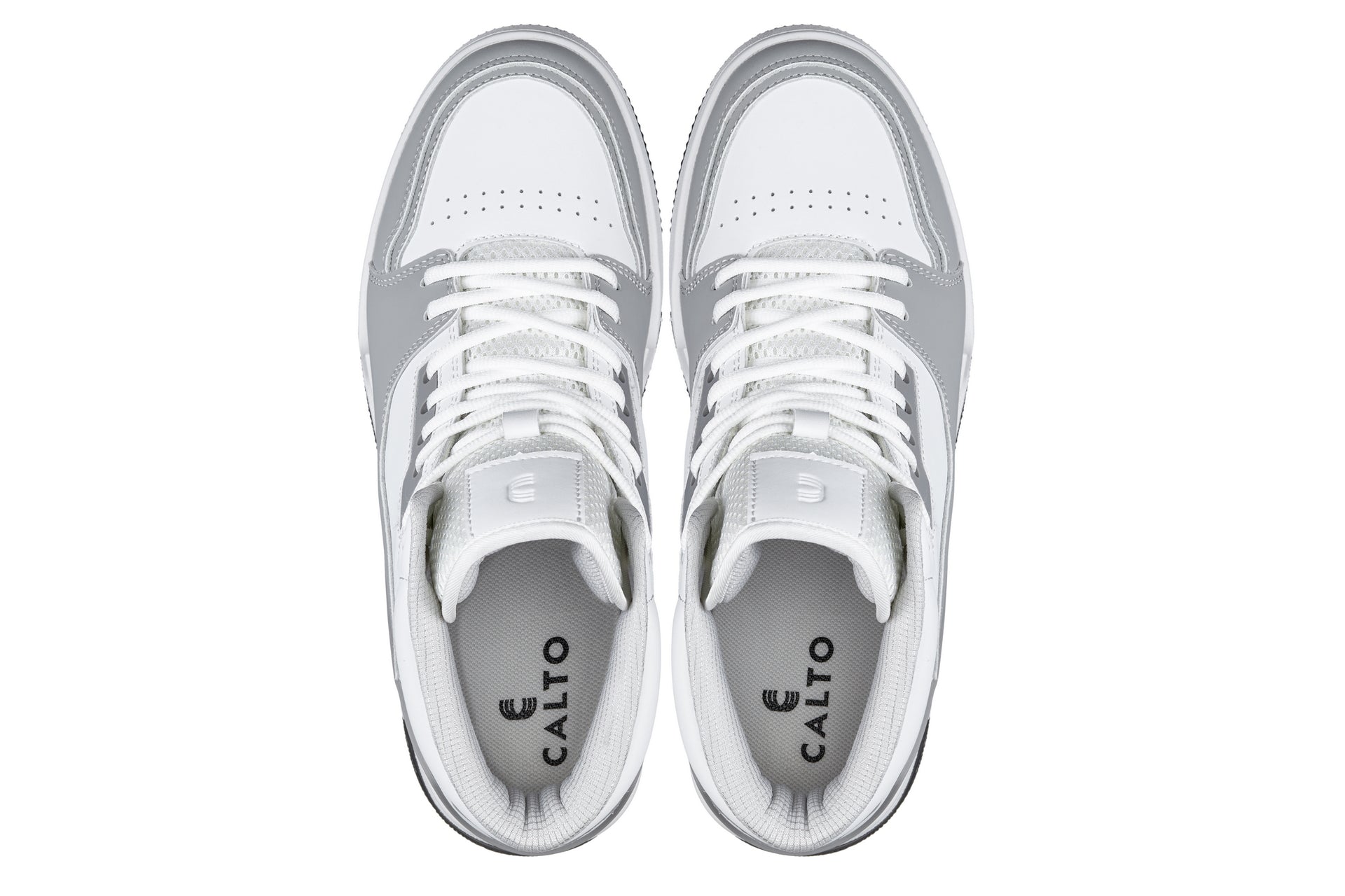 CALTO - S4751 - 3 Inches Taller (White/Grey) - High Top Sneakers - Triathlete Store