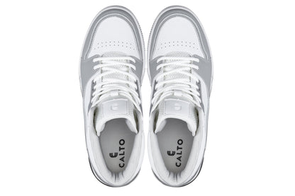 CALTO - S4751 - 3 Inches Taller (White/Grey) - High Top Sneakers - Triathlete Store