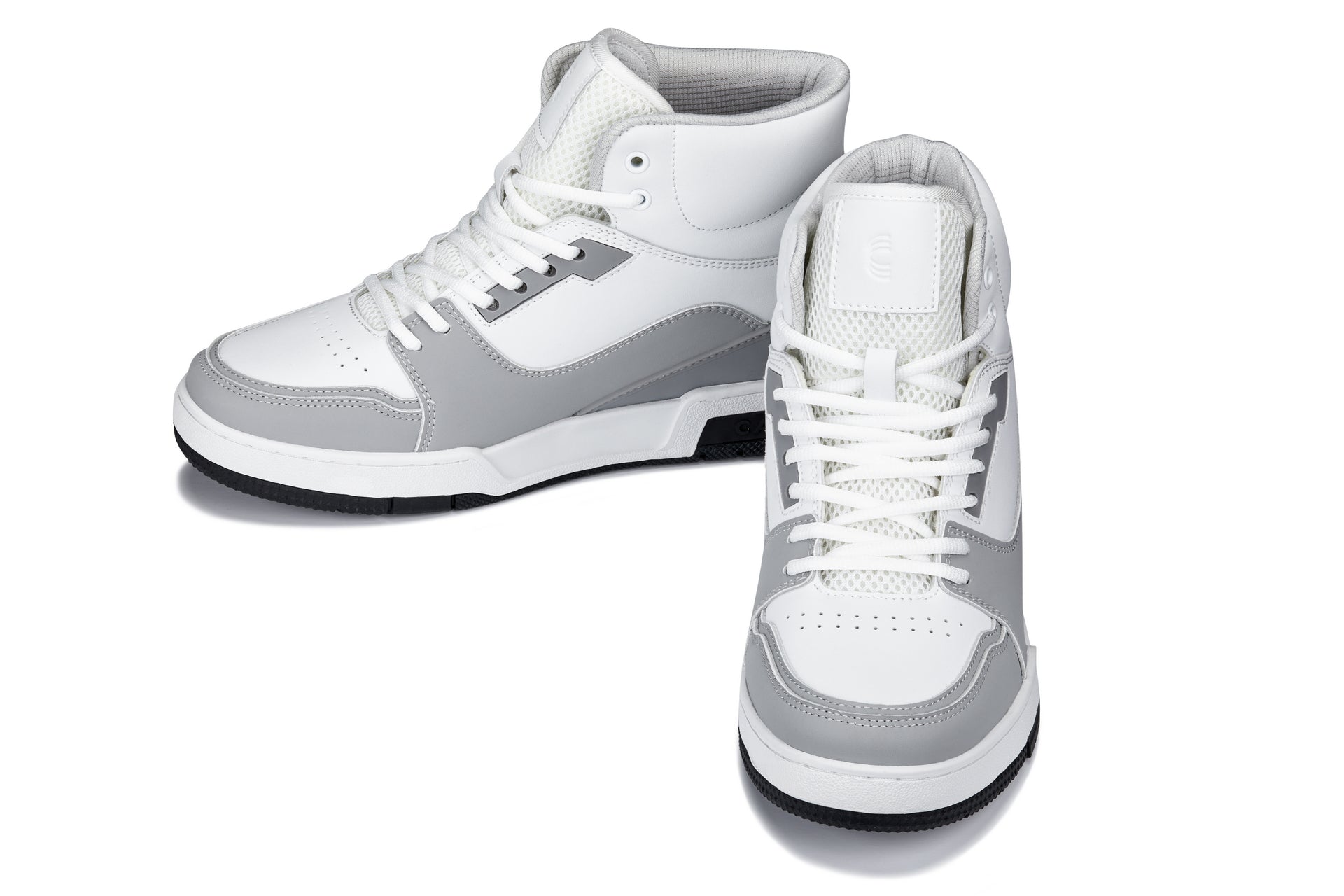 CALTO - S4751 - 3 Inches Taller (White/Grey) - High Top Sneakers - Triathlete Store