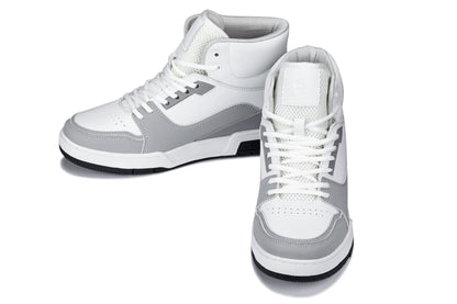 CALTO - S4751 - 3 Inches Taller (White/Grey) - High Top Sneakers - Triathlete Store