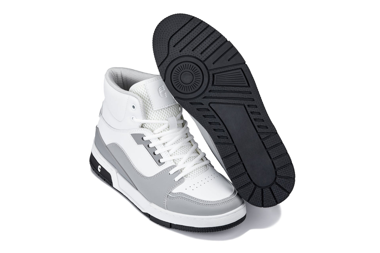 CALTO - S4751 - 3 Inches Taller (White/Grey) - High Top Sneakers - Triathlete Store