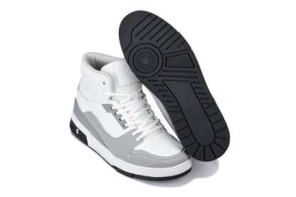 CALTO - S4751 - 3 Inches Taller (White/Grey) - High Top Sneakers - Triathlete Store