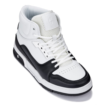 CALTO - S4752 - 3 Inches Taller (White/Black) - High Top Sneakers - Triathlete Store