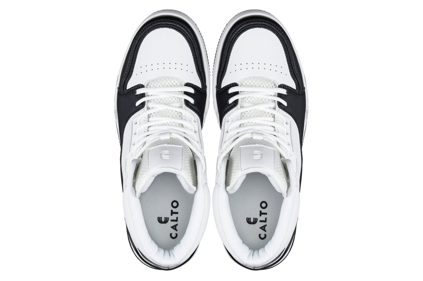 CALTO - S4752 - 3 Inches Taller (White/Black) - High Top Sneakers - Triathlete Store