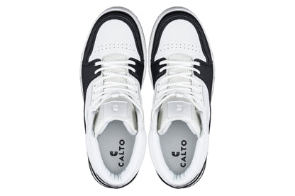 CALTO - S4752 - 3 Inches Taller (White/Black) - High Top Sneakers - Triathlete Store