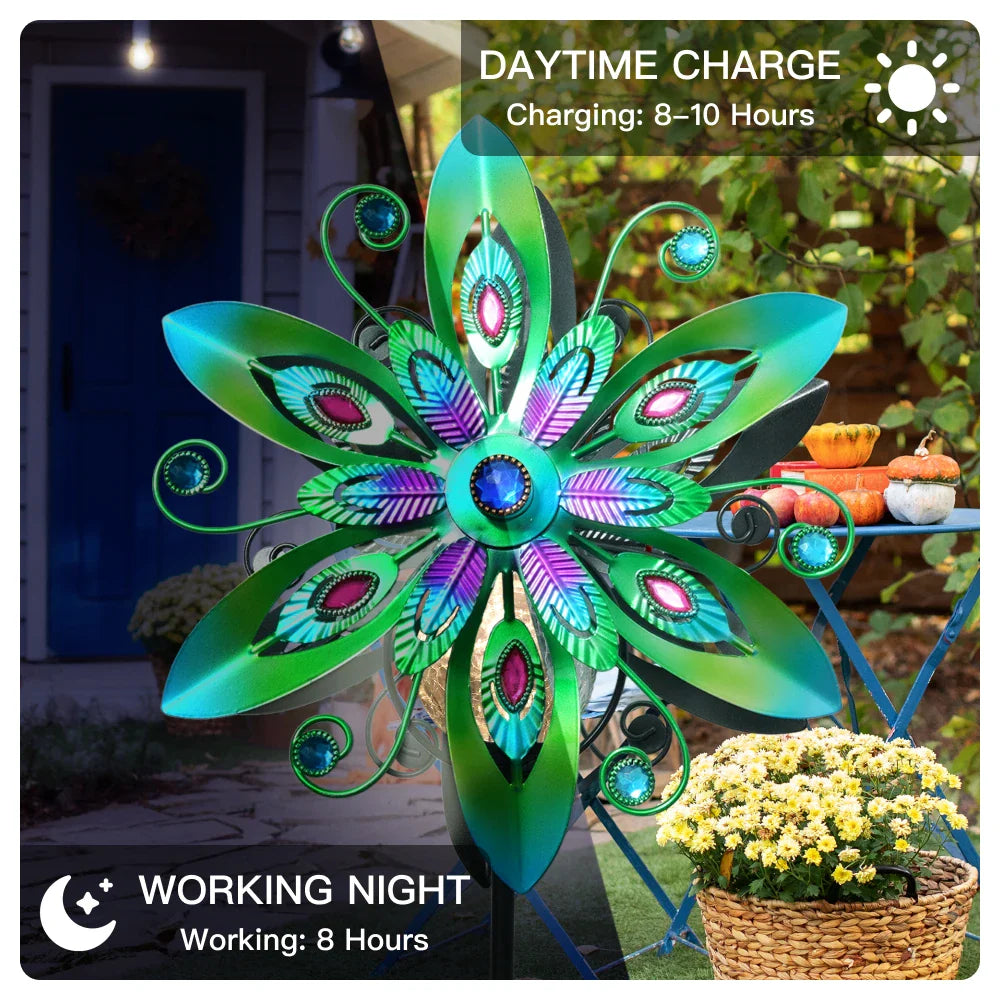 Wind Spinner Solar Garden Decor