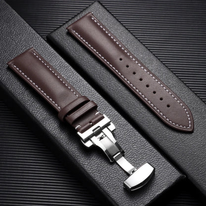 Samsung Galaxy Watch 7, 6, 5, 4 & FE Leather Band with Butterfly Clasp