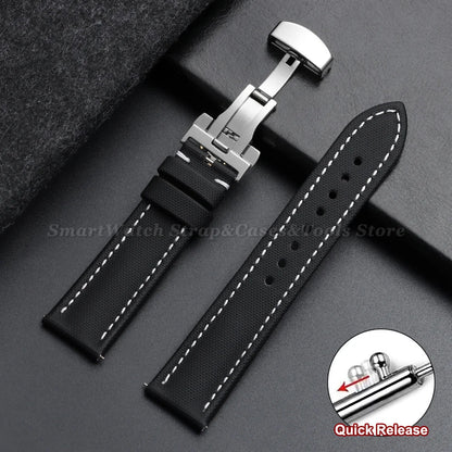 Samsung Galaxy Watch 7, 6, 5, 4 & FE Sailcloth Band with Butterfly Clasp