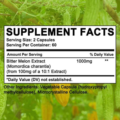 Bitter Melon Extract, Supports Blood Pressure, Weight Management, Balanced Blood Sugar Health & Circulation, 120 Capsules