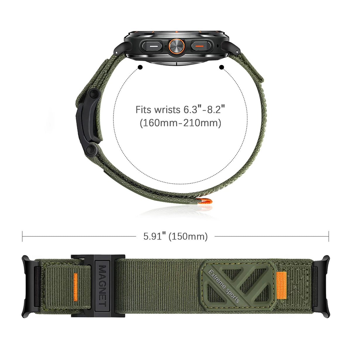 Samsung Galaxy Watch Ultra & Ultra 2 Nylon Band, Magnetic Buckle