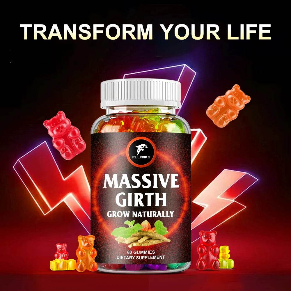 Massive Girth Men's Gummies High-Performance Extract - Energy, Stamina, Natural Grow Gummies