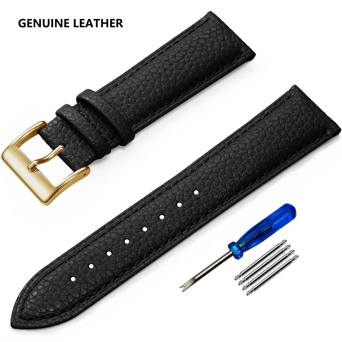 Samsung Galaxy Watch 7, 6, 5, 4 & FE Grained Leather Band, Spring Bars & Tool