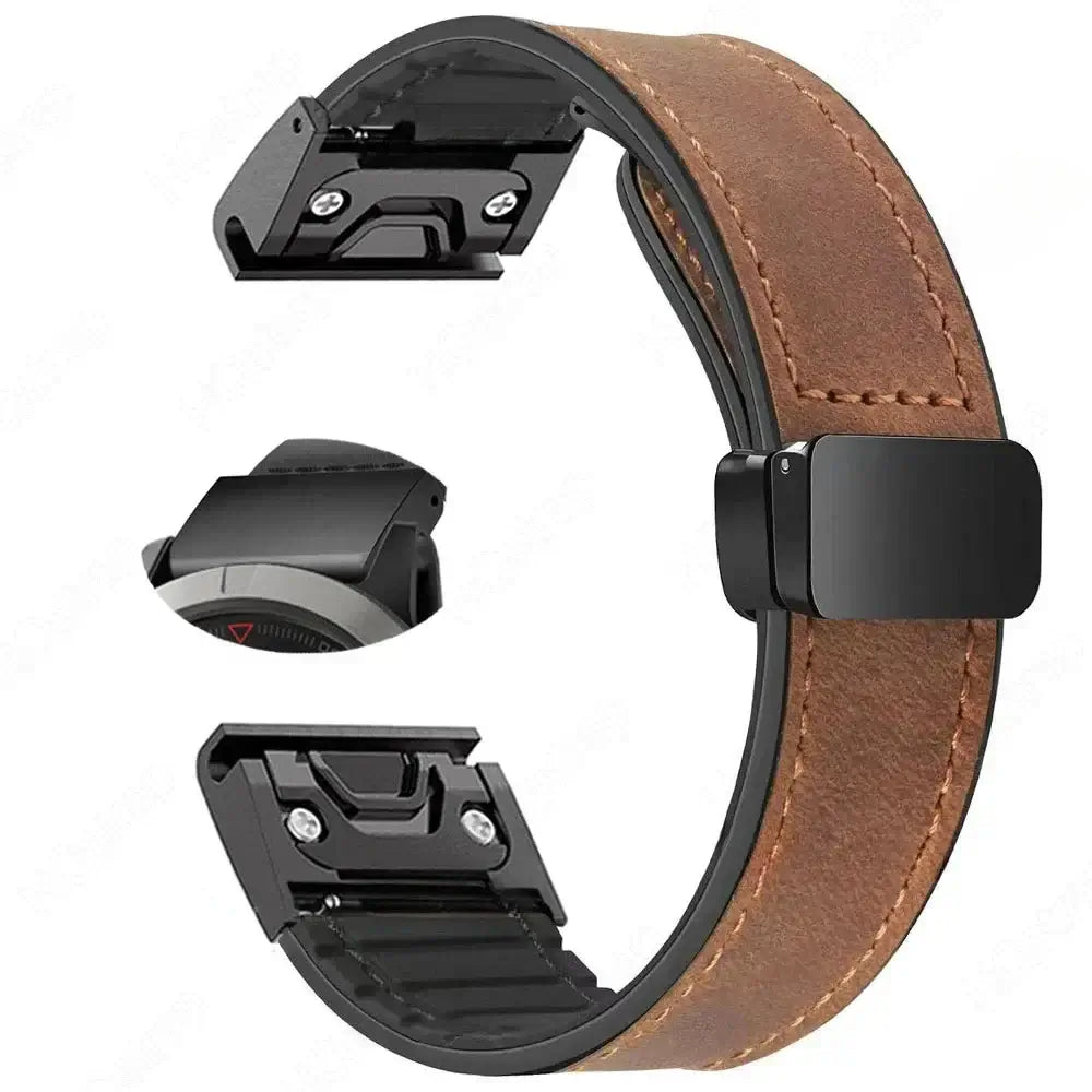 Garmin QuickFit 20/22/26mm Leather-Look Band with Magnetic Clasp