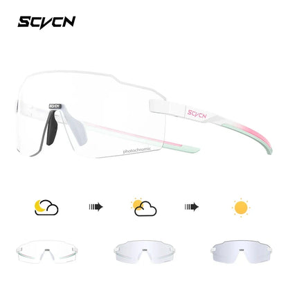 SCVCN Ultralight Photochromic Sports Running Sunglasses Men Women Outdoor Road Cycling Glasses UV400 Windproof Sandproof Goggles