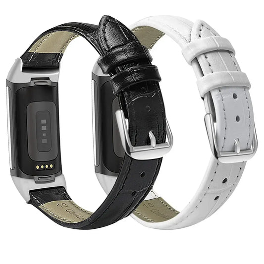 Fitbit Charge 6 5 4 3 Leather Band - Premium Classic Style