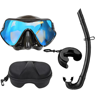 Snorkeling Mask Diving Goggles Full Wet Silicone Foldable Tube Mirror Tempered Glass Len Diving Mask Travel Size With Case