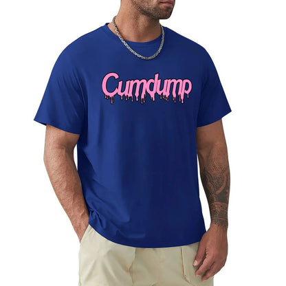 Cumdump Classic Crew Neck Cotton T-Shirt Men Women Blue