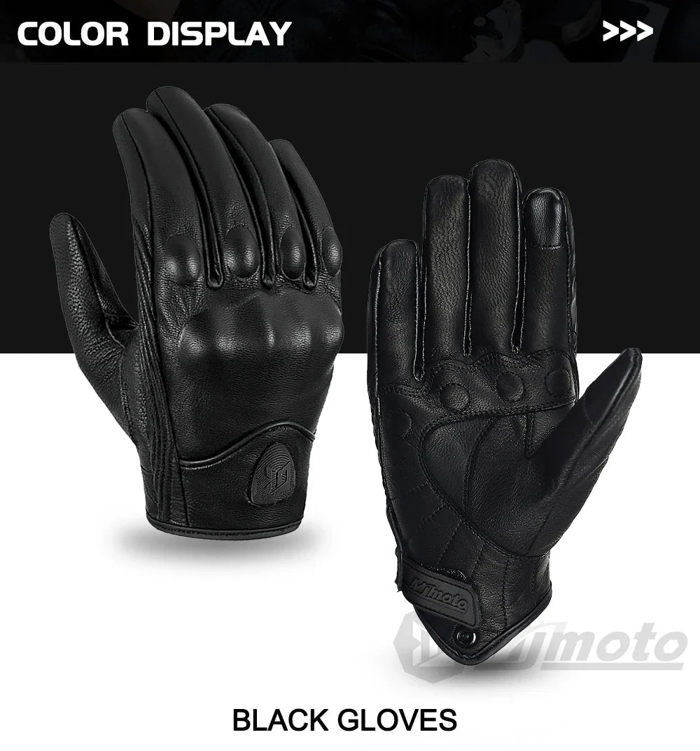 Leather Gloves Retro Biker