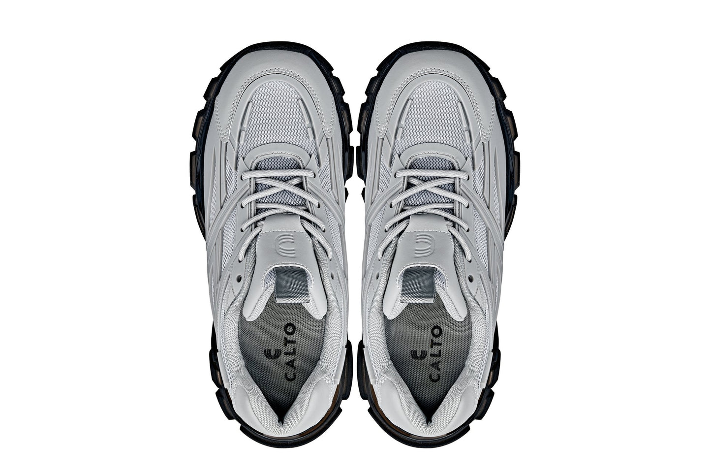 CALTO - S5281 - 2.6 Inches Taller (Cement/Translucent Onyx Sole) - Chunky Sole Sporty Sneakers