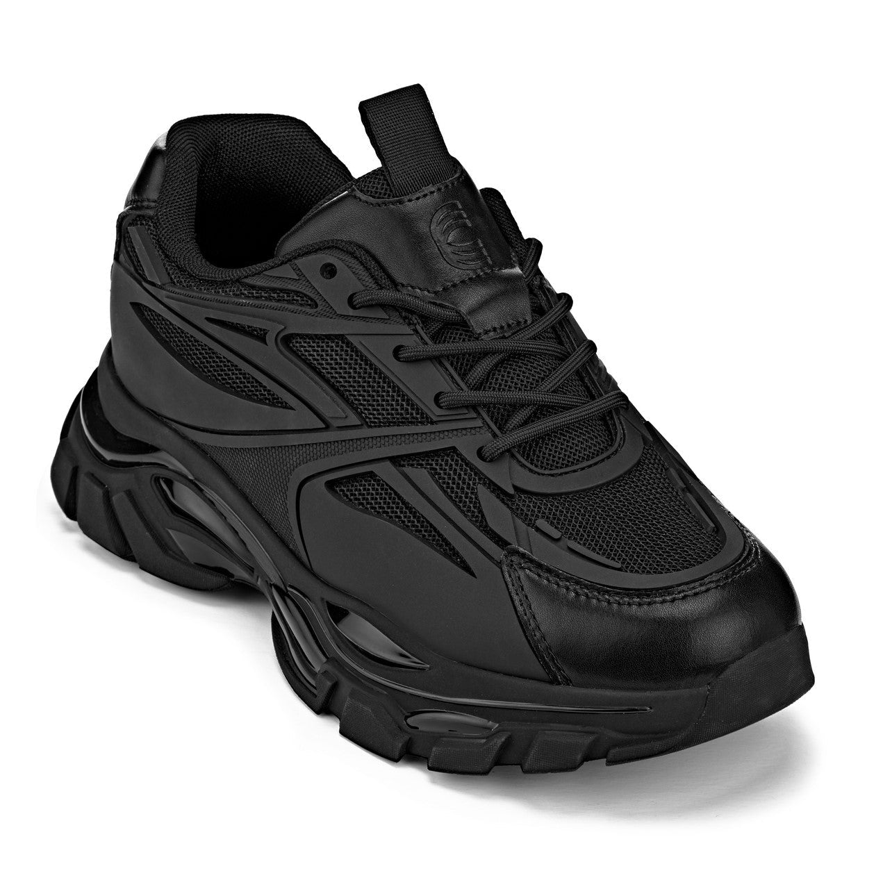 CALTO - S5282 - 2.6 Inches Taller (Jet Black/Onyx Sole) - Chunky Sole Sporty Sneakers - Triathlete Store