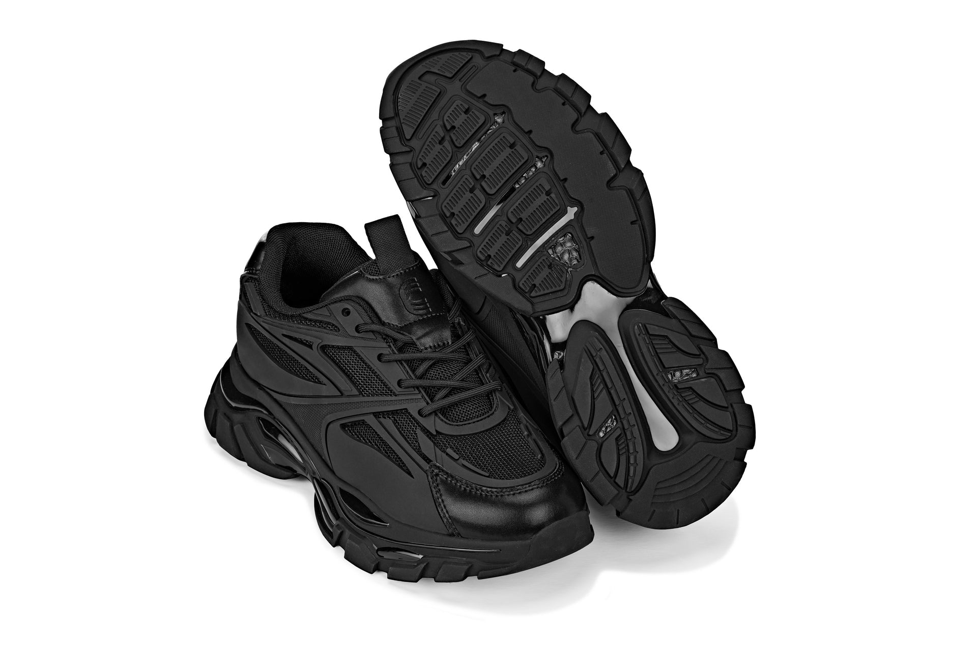 CALTO - S5282 - 2.6 Inches Taller (Jet Black/Onyx Sole) - Chunky Sole Sporty Sneakers - Triathlete Store