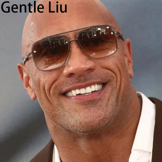 Oversized Square Rimless Sunglasses Men 2026 Luxury Brand Designer Vintage Frameless Sun Glasses for Male Retro Eyewear Shades